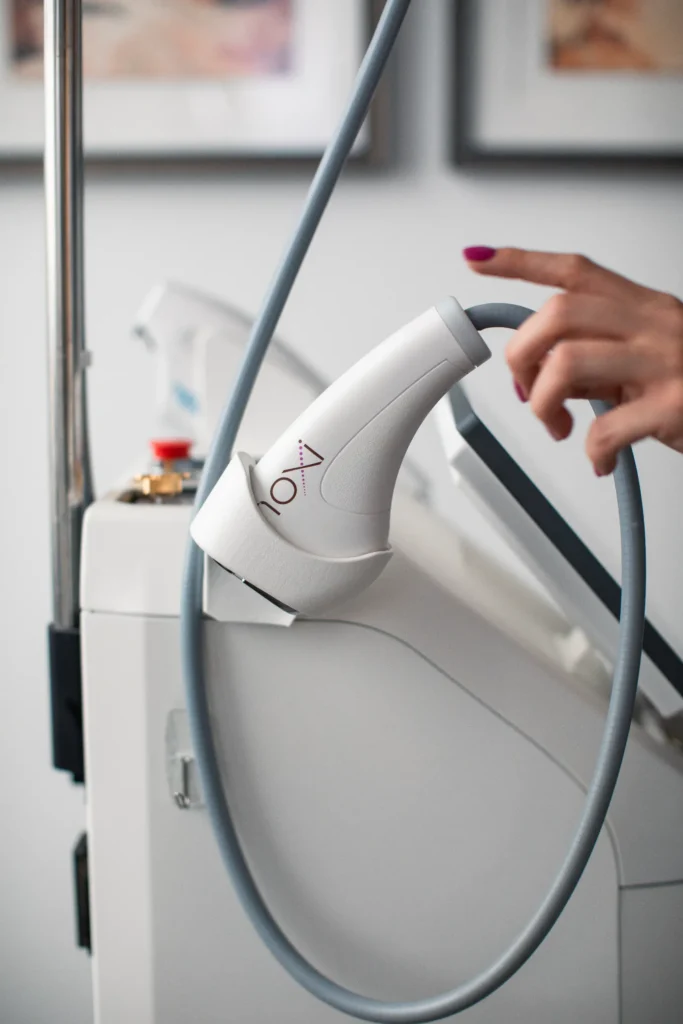 Moxi laser equipment being used in a Colorado Springs medical aesthetics clinic.